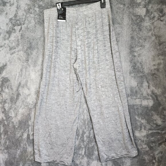 JM Collection Wide Leg Flare Pants Womens L Silver Shiny Pull On Stretch New - Picture 4 of 10